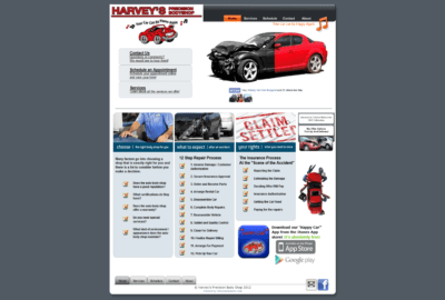 a website page for a car repair business