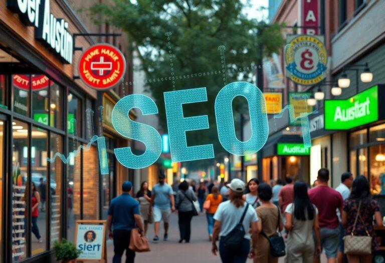 SEO strategies graphic for small businesses by Town Press Media, enhancing online marketing and web design effectiveness.