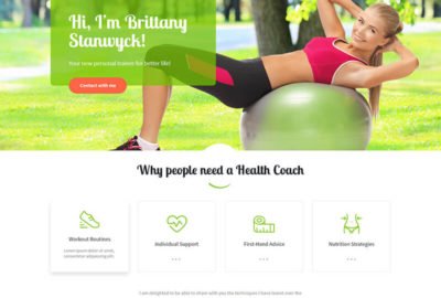 a website page for a health coach