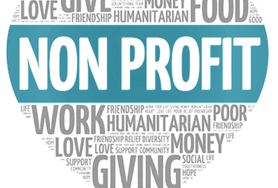 a heart shaped word cloud with the words non profits