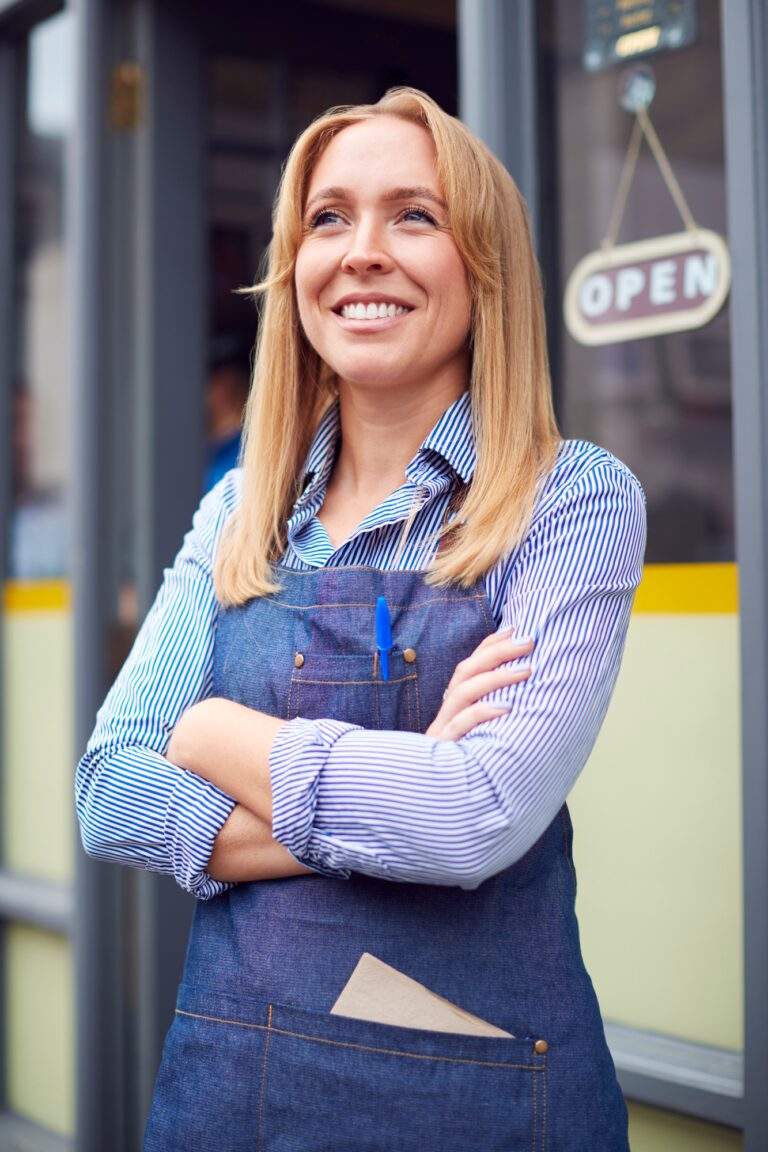 Website design & seo in new braunfels 8 seo, web design & marketing agency town press media Portrait of female owner or staff standing outside coffee shop
