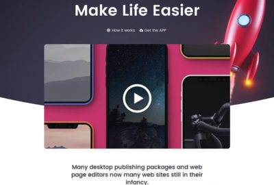 the homepage for an app that is designed to look like a rocket ship